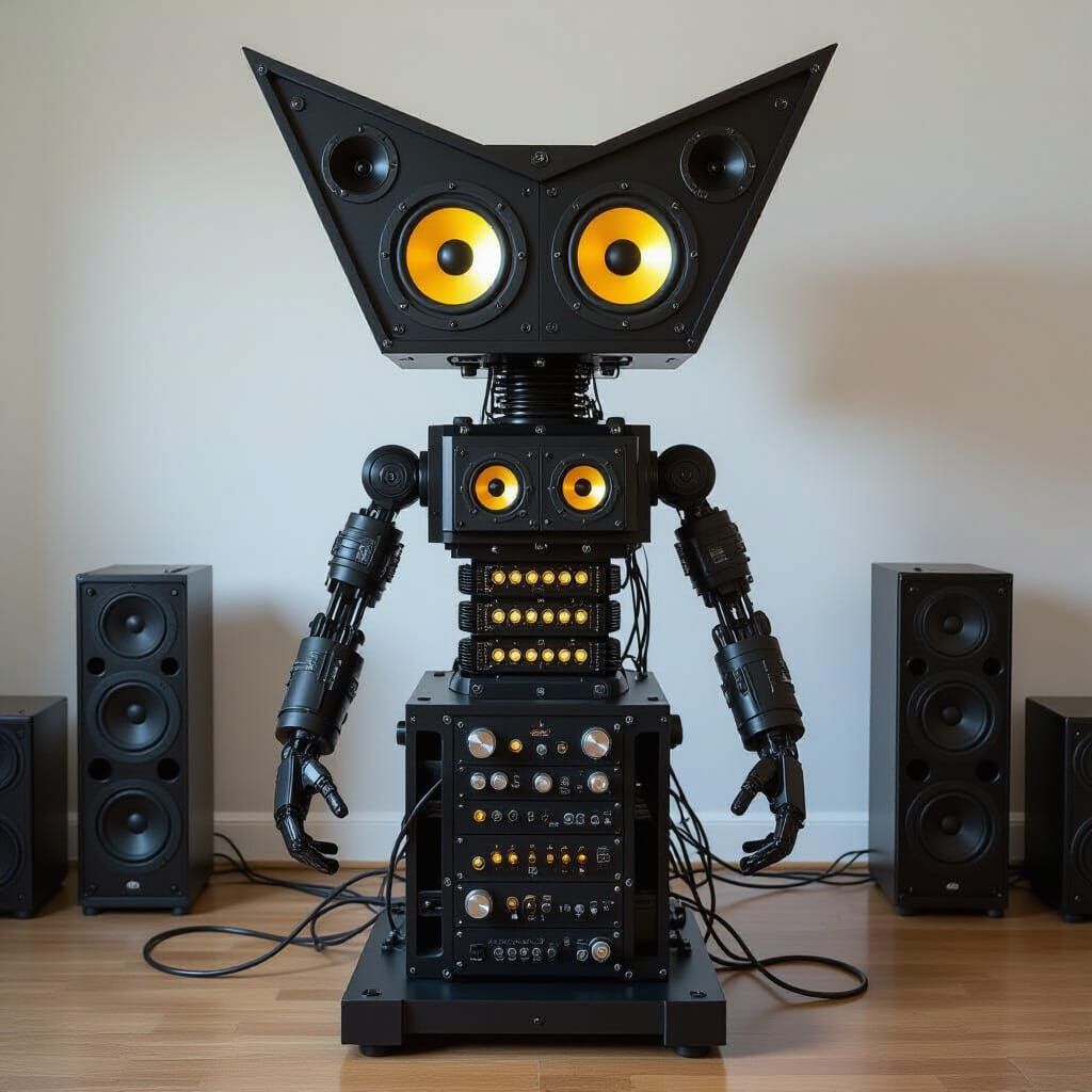 Cyberpunk Speaker Creature with Glowing Subwoofers