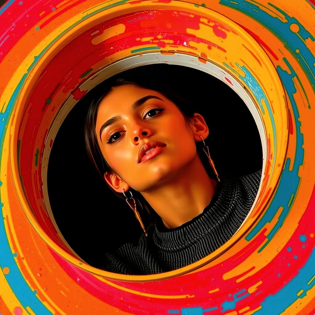 Abstract Black Portrait of a Woman in Malevich Style