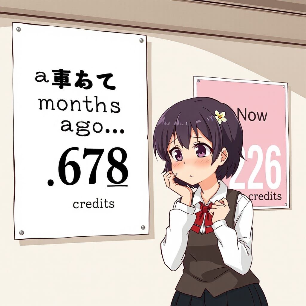 Worried Business Lady Looking at Credit Posters