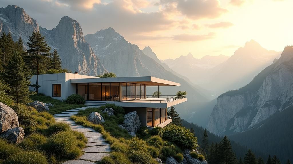 Modern Mountain House in Bauhaus Style with Minimalist Desig...