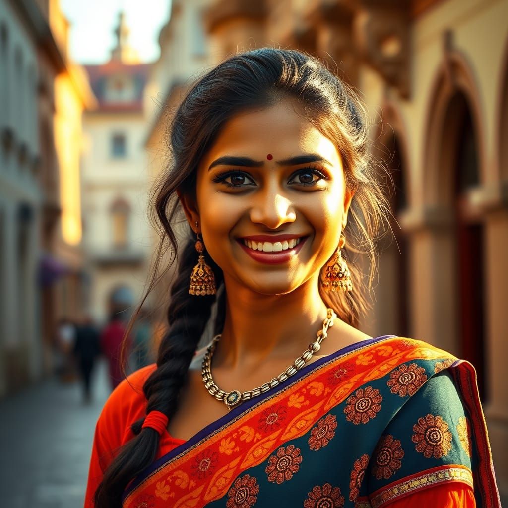 Indian Beauty Shines in Prague's Historic Streets
