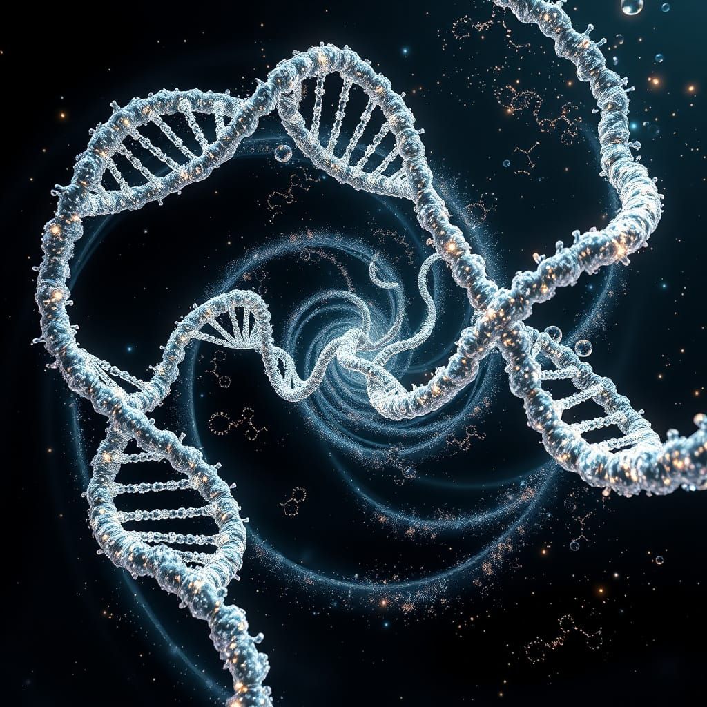 Majestic DNA Vortex in Cosmic Blackness
