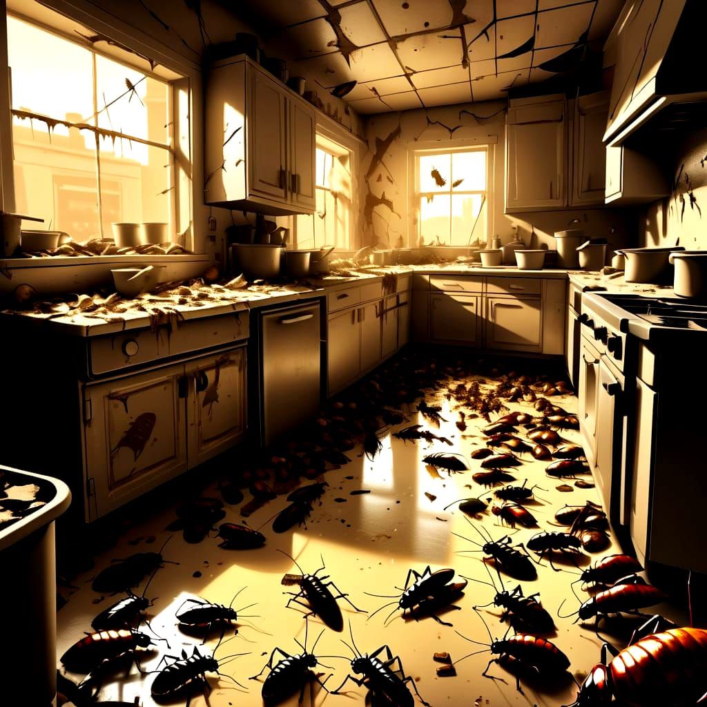 Monochromatic Dystopian Kitchen Concept Art