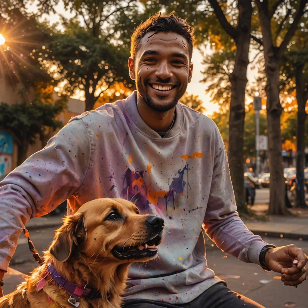 Vibrant Street Art Portrait as Digital Splash Art