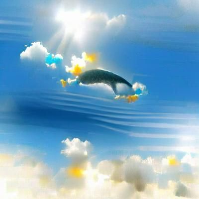Whimsical Whale Soars Through Ethereal Skies