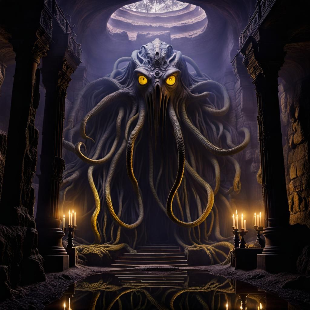 Lovecraftian Horror in an Underground Temple