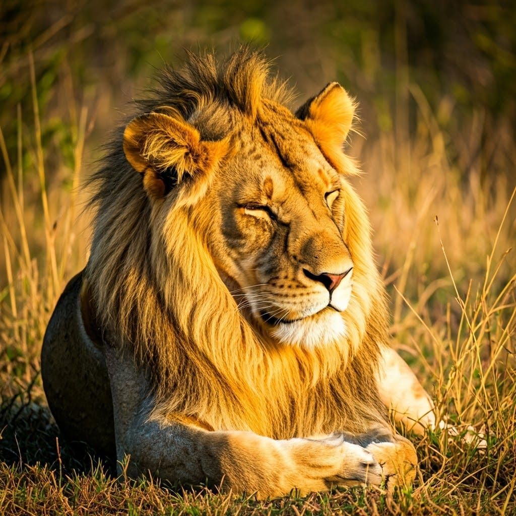 Majestic Lion in Photorealistic Savannah Landscape