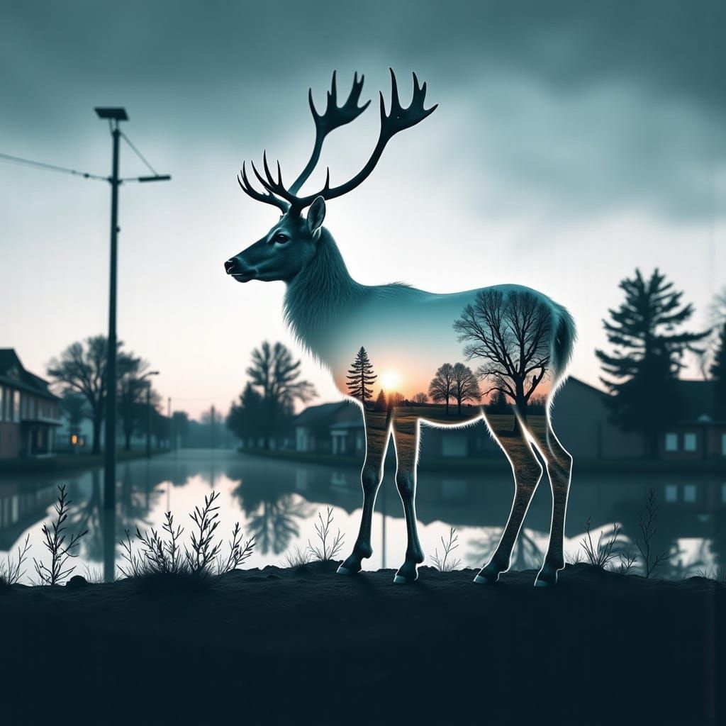 Serene Deer in Urban Harmony
