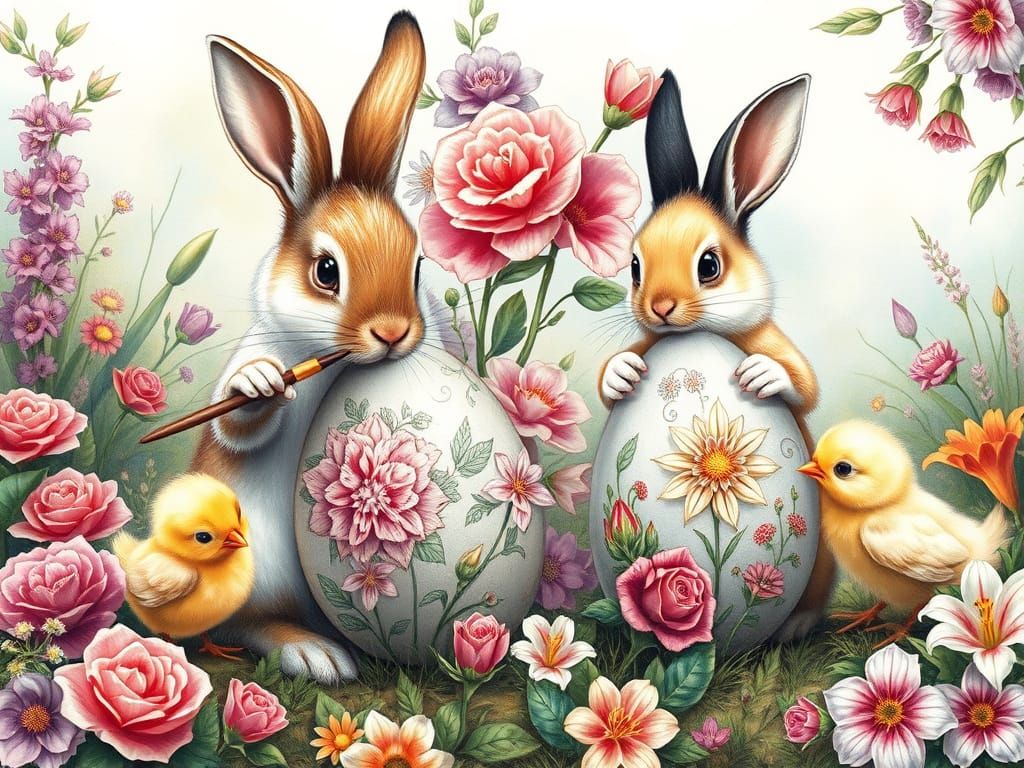 Painting Easter Eggs: A Whimsical Fairy Tale Scene