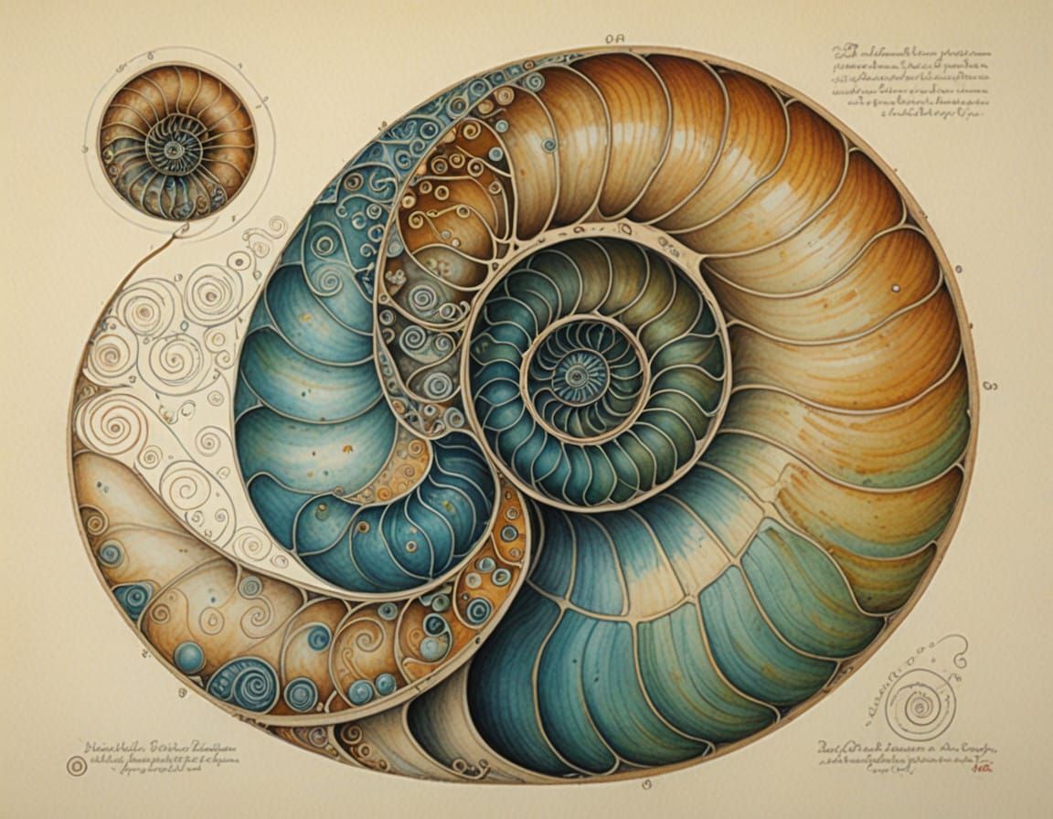 Spiral Nautilus Shell in Vibrant Colors