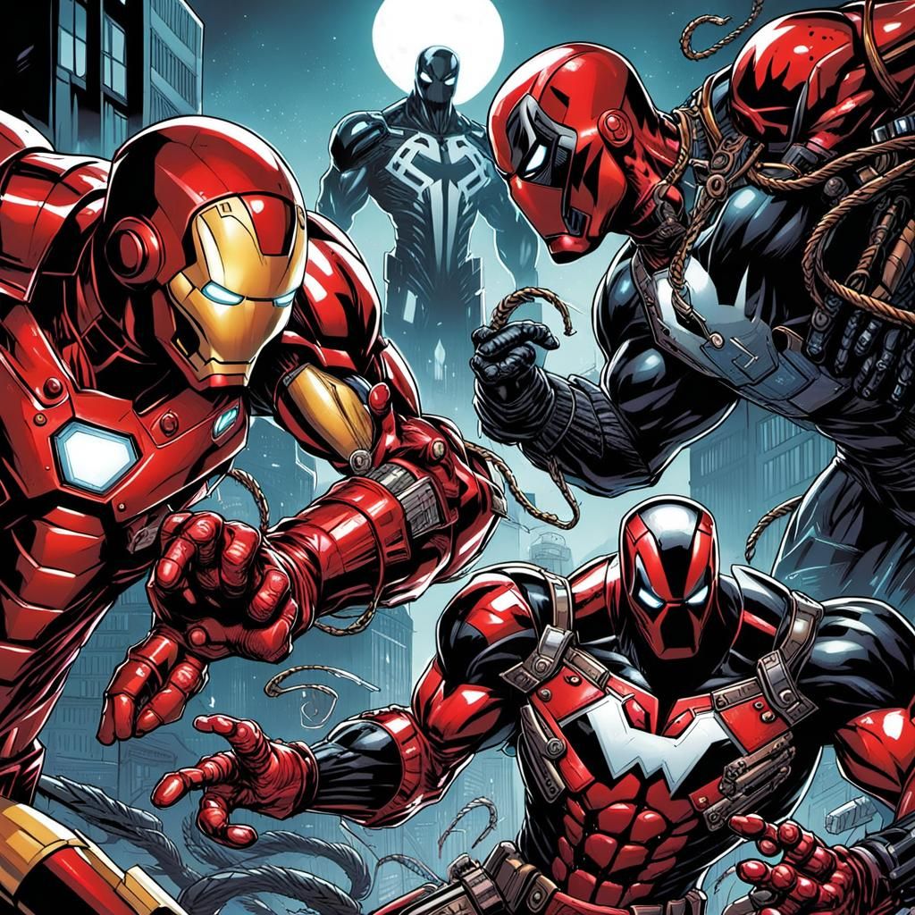 Combatant Trio in Comic Book Art