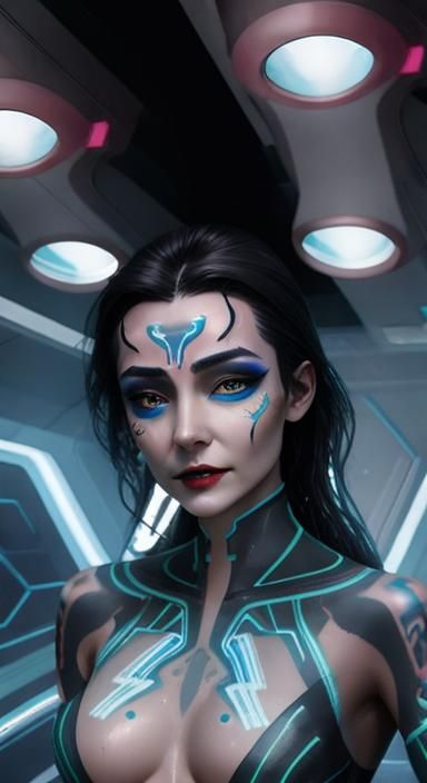 Cyberpunk Tron Girl in Hyperdetailed 3D