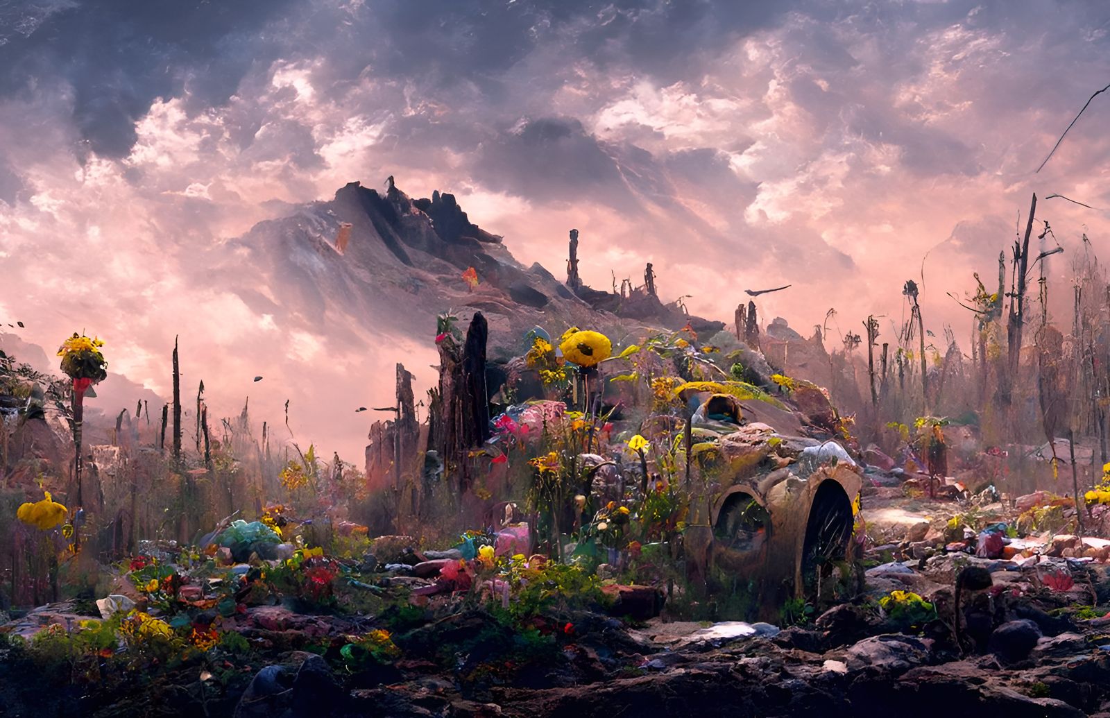 Hyperrealistic Post-Apocalyptic Desert Bloom in Epic Landsca...