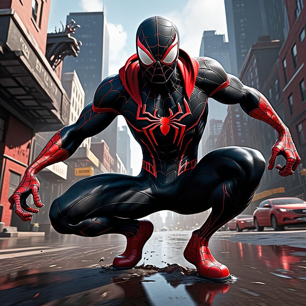 Spiderman Venom in Dark Fantastical Hooded Suit