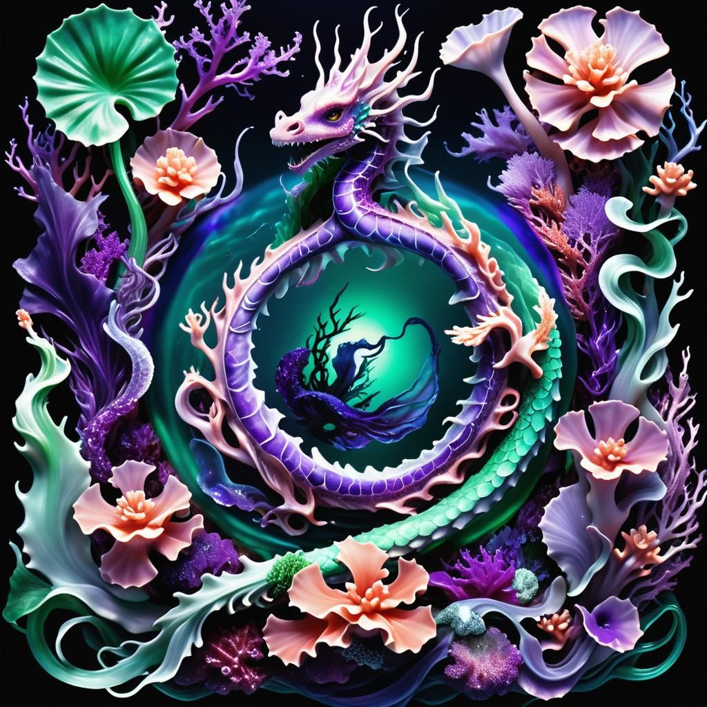 Ethereal Siren in Vibrant Violet Waters