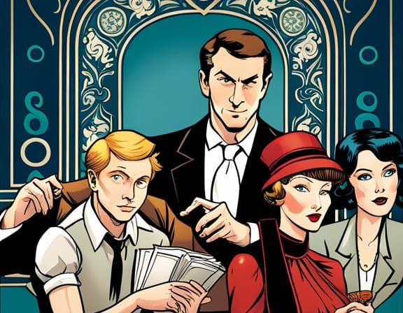 Art Nouveau Graphic Novel Page in Art Deco Style