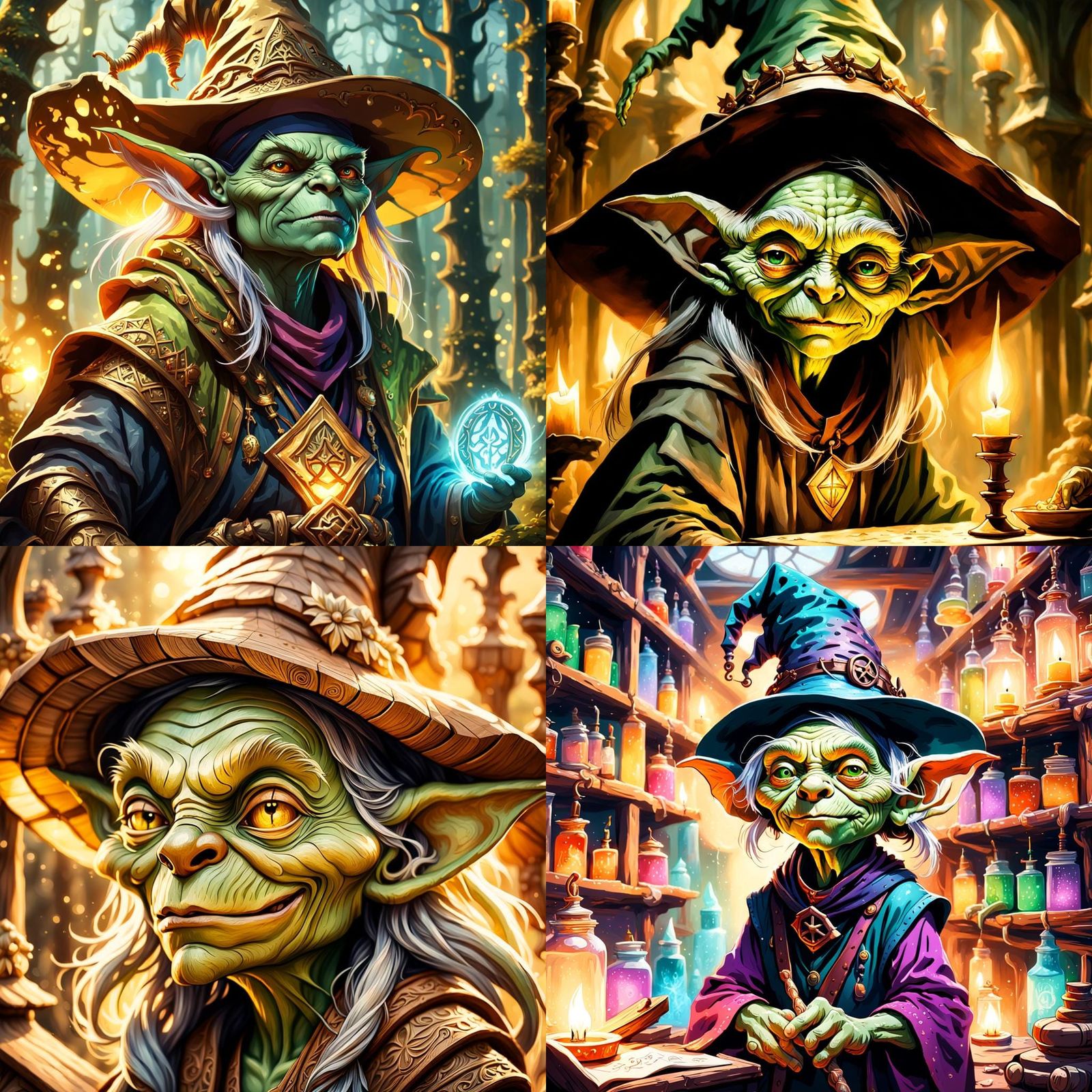 Over sized wizard hat wearing female goblin