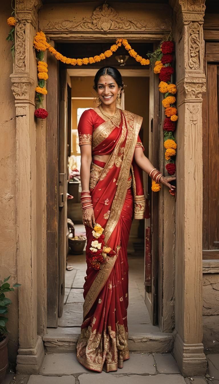 Rural Indian Bride Radiates Joy and Anticipation