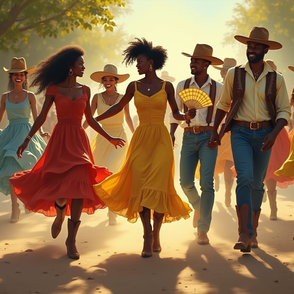 Energetic African American Line Dancing in Southern Style
