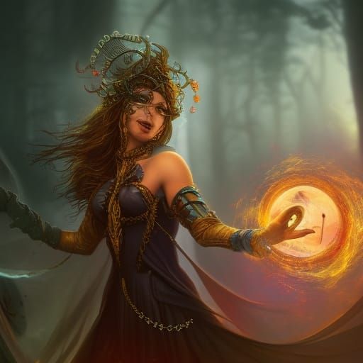Bee Sorceress Casting Spell: Fantasy Concept Art