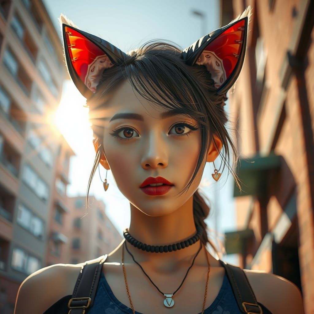 A Young Asian Steampunk Princess in Vibrant Ray Tracing