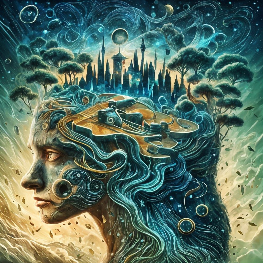 Jazz Guitarist Transformed into a Leafy Green Entity