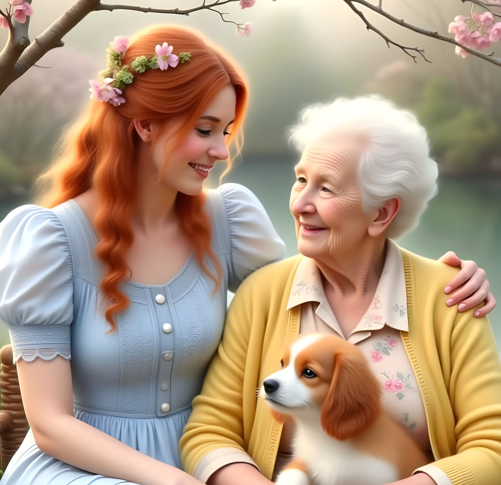 Springtime Joy in a Loving Mother-Daughter Bond
