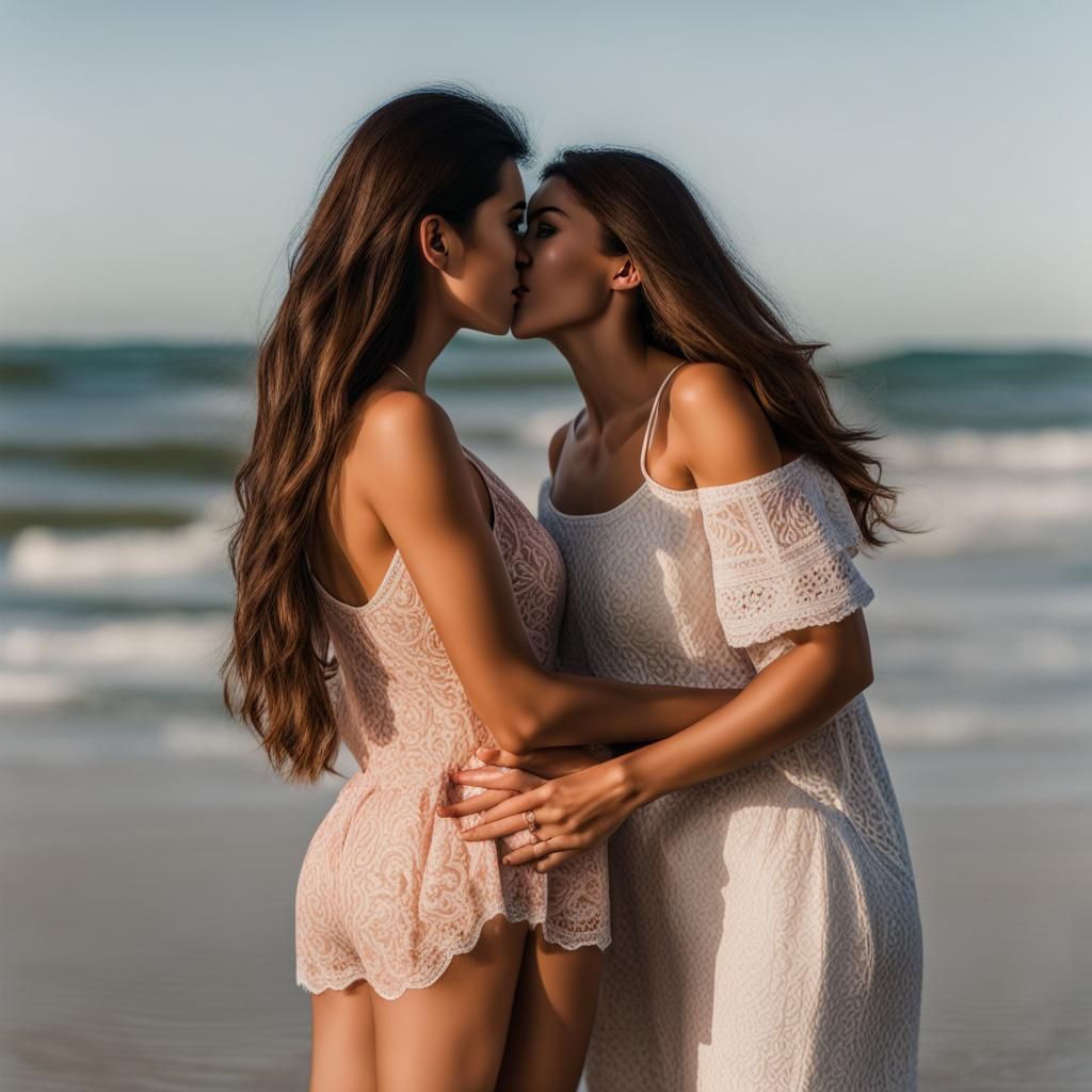 Romantic Beach Kiss in Vibrant Color