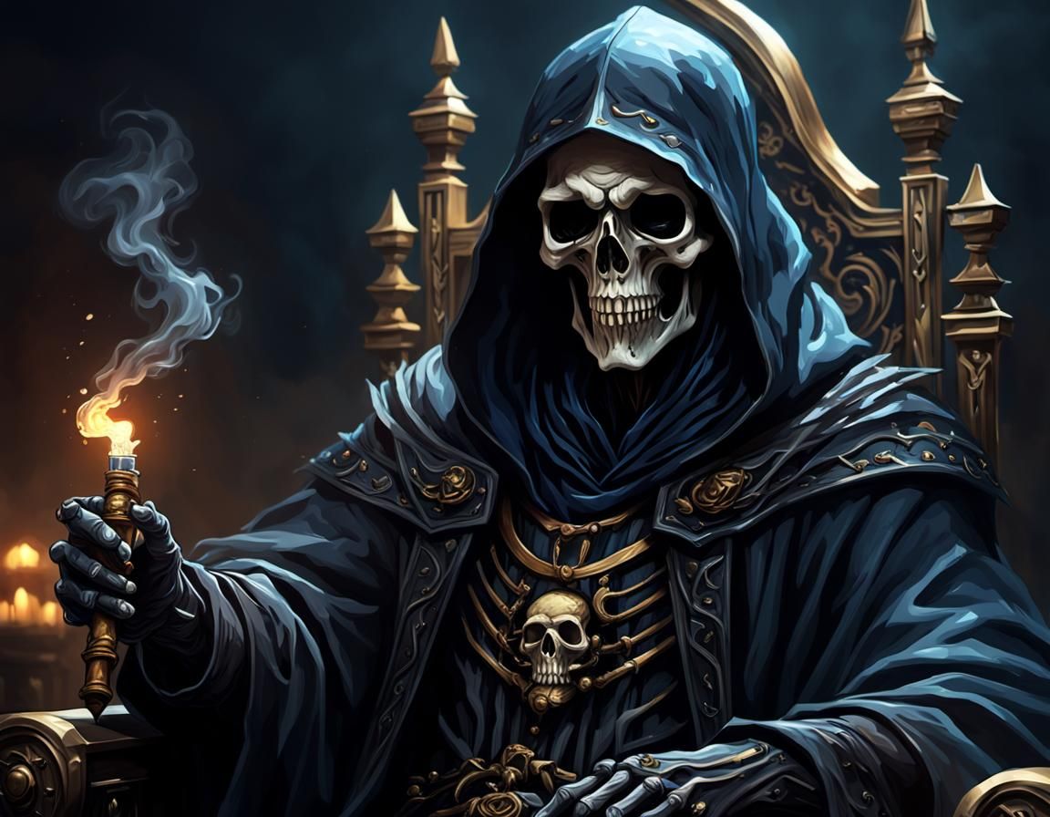 Grim Reaper on Throne in Dark Fantasy Style