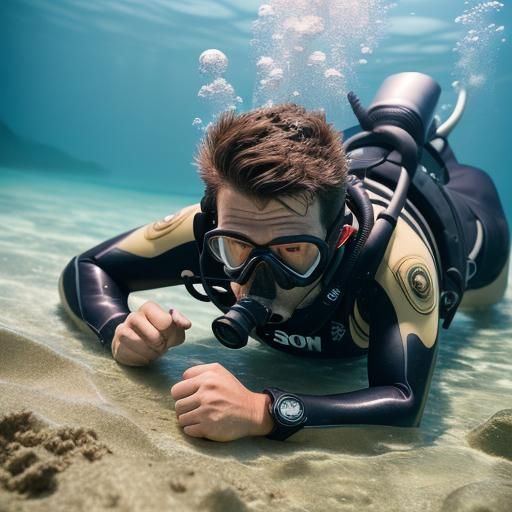 Turbulent Ocean Depths Reveal a Diver's Desperation