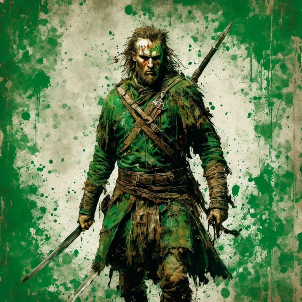 Vibrant Highlander Warrior in Triadic Colors