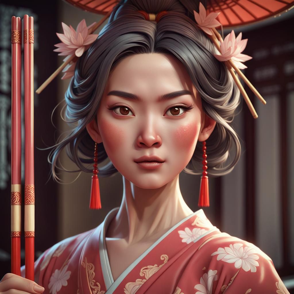 Glamorous Asian Woman in Traditional Dress