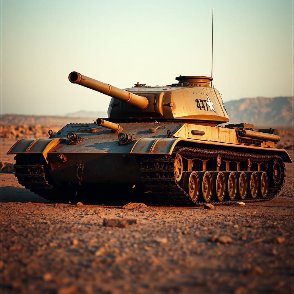Weathered American M47 Patton II Tank in Desolate Landscape