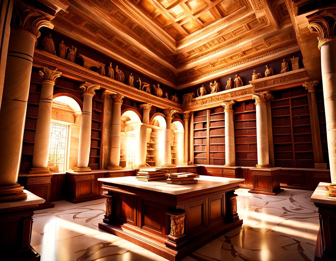 Ancient Greek Library Sanctuary in Marc Simonetti-Inspired A...