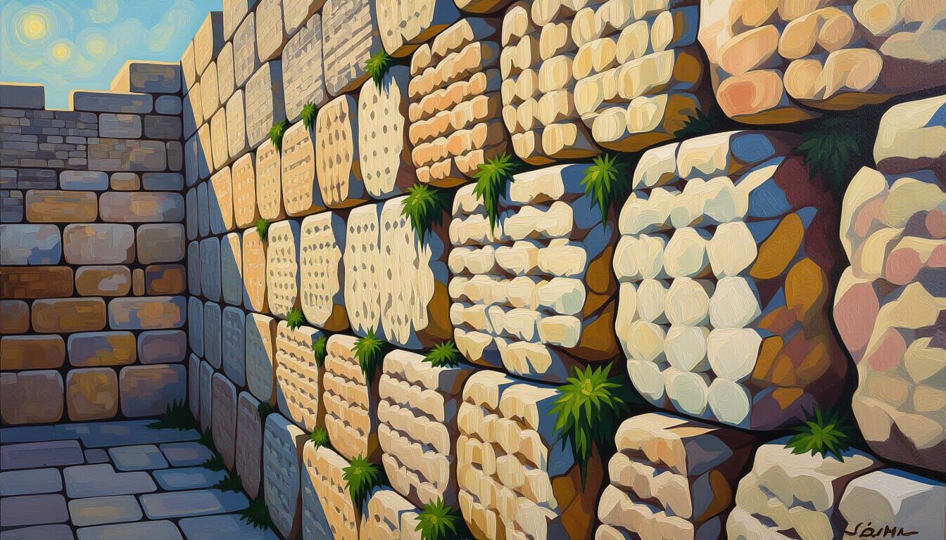 Western Wall Stones in Impasto Style