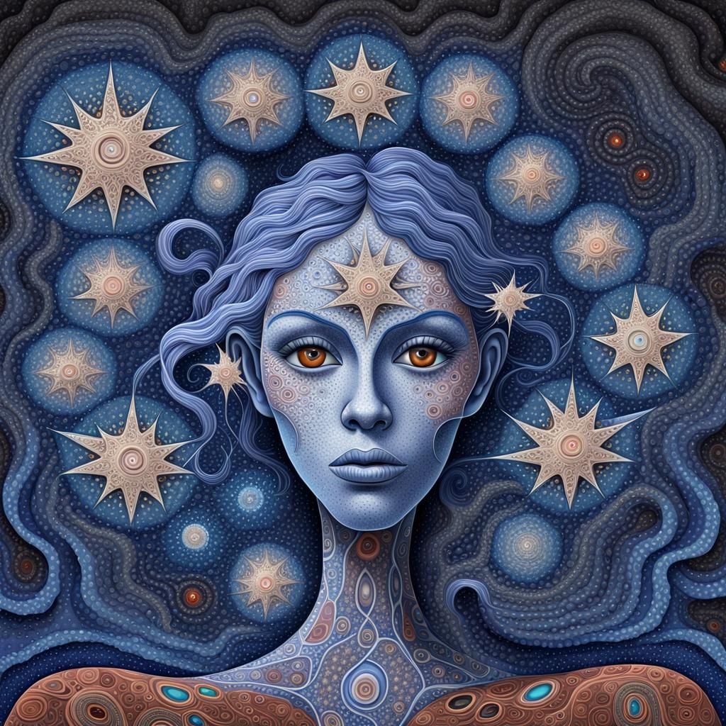 Stellar Mother Goddess in Whorled Cosmic Art