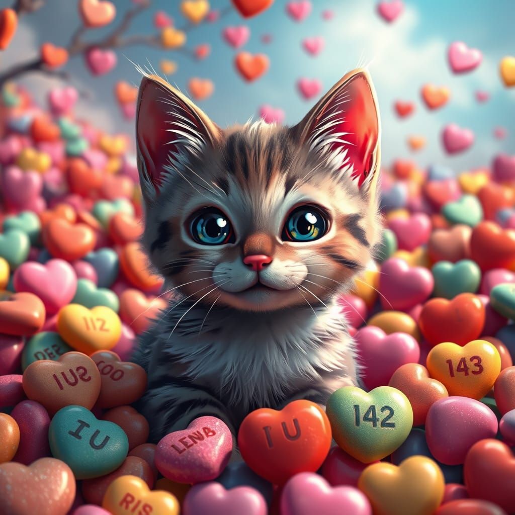 Whimsical Feline in Candy Wonderland