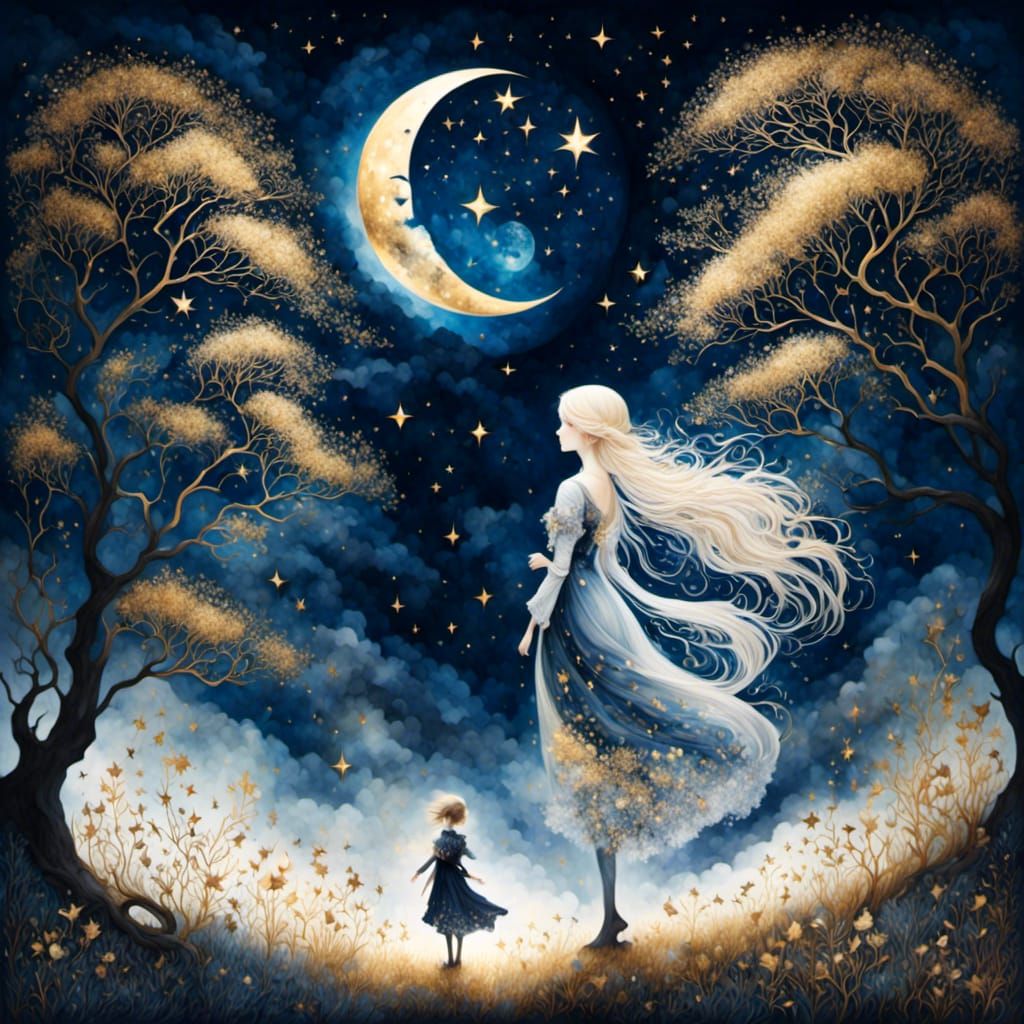 Ethereal Nightsky Silhouette Under Endless Night Sky