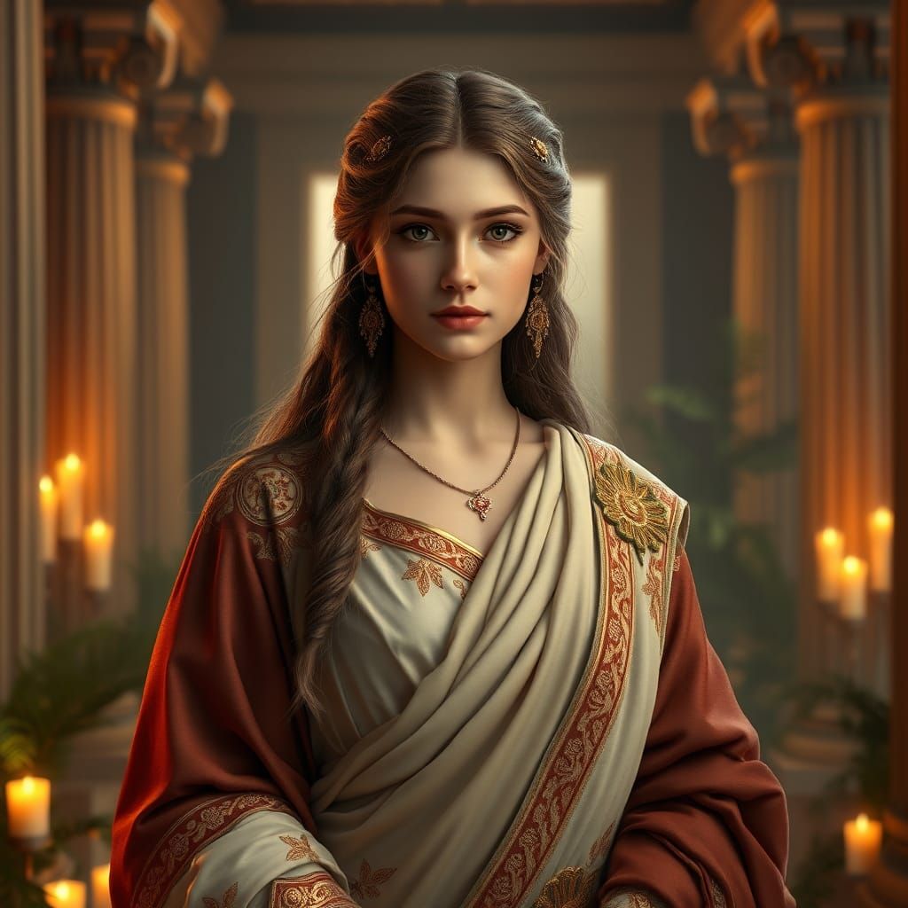 Elegant Portrait of Hestia, Greek Goddess of the Hearth
