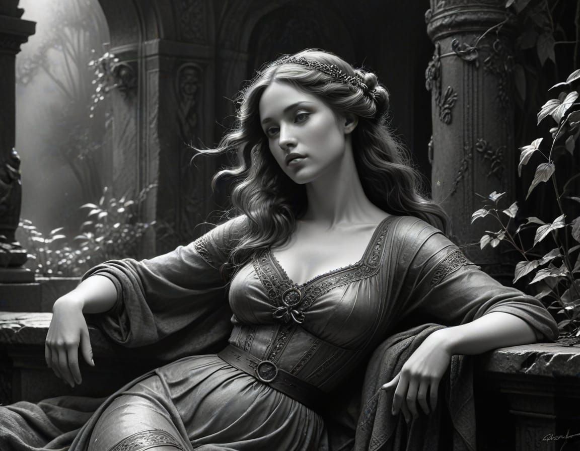 Elegant Charcoal Figure: Alive But Dead Inside