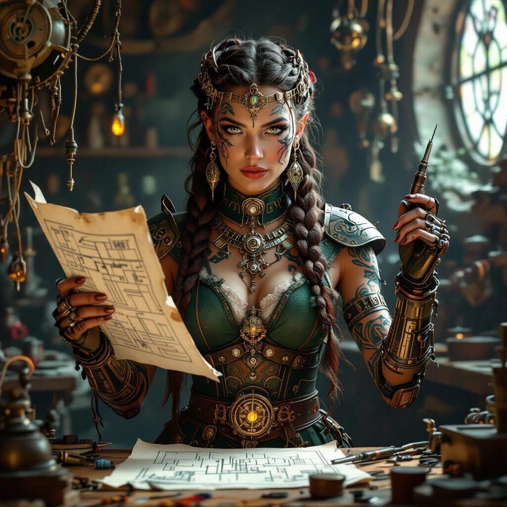 Celtic Artificer Queen in Art Nouveau Style