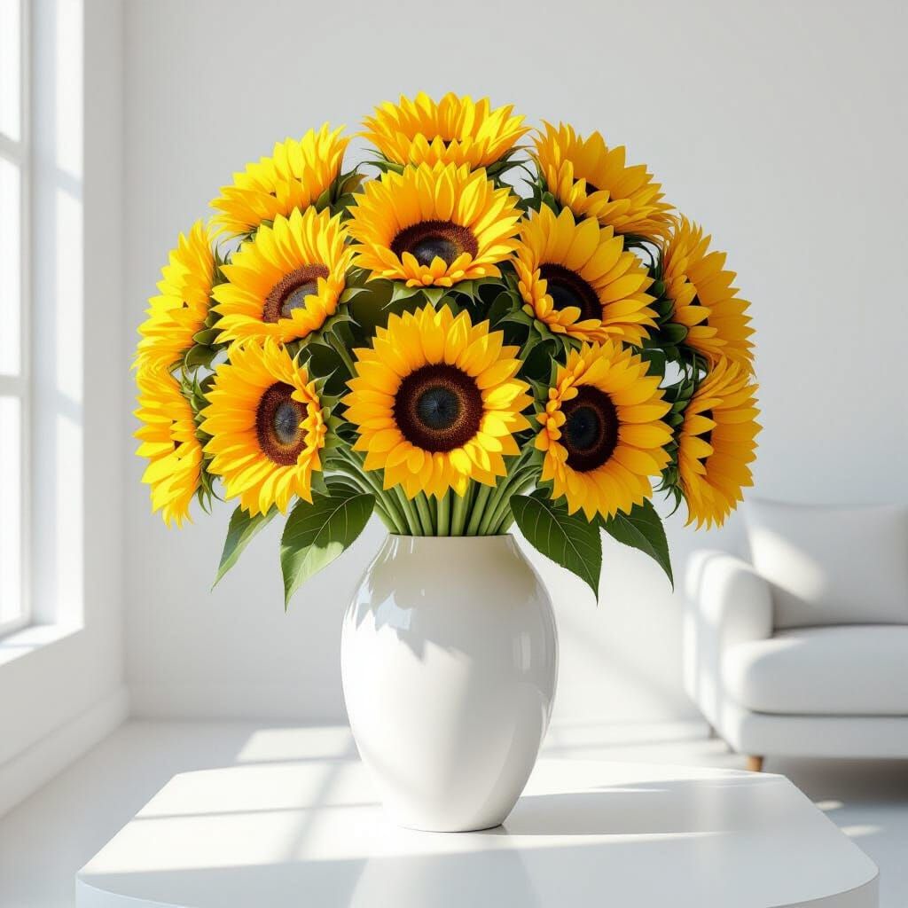 Vibrant Sunflowers in Minimalist Geometric Style