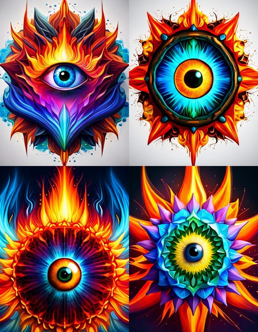 Surreal Cosmic Eye Mandala in Vibrant Oil Painting Style