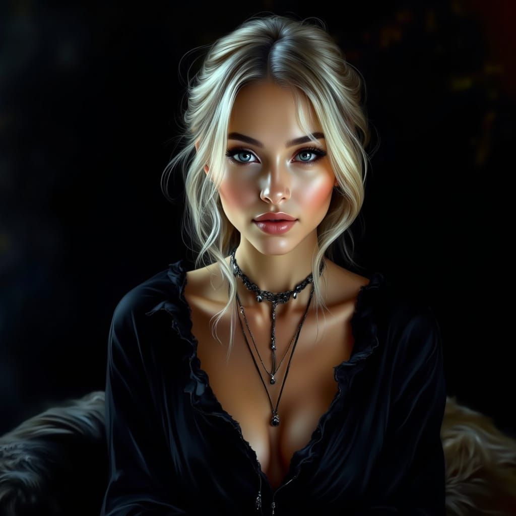 A portrait of a beautiful woman blue eyes...