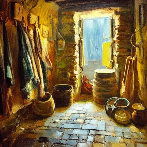 Rustic Apron Clad Figure in Earthy Tones