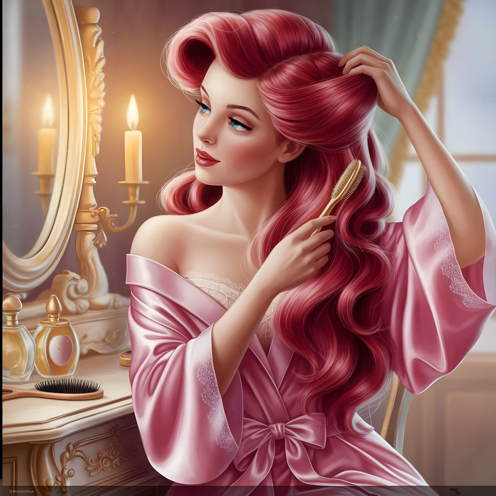 Ariel Brushing Her Hair, Digital Painting