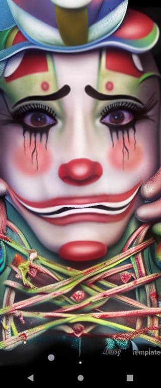 Sad clown broken down detailed matte painting hyperdetailed detailed matte painting intricately detailed Unreal Engine a...