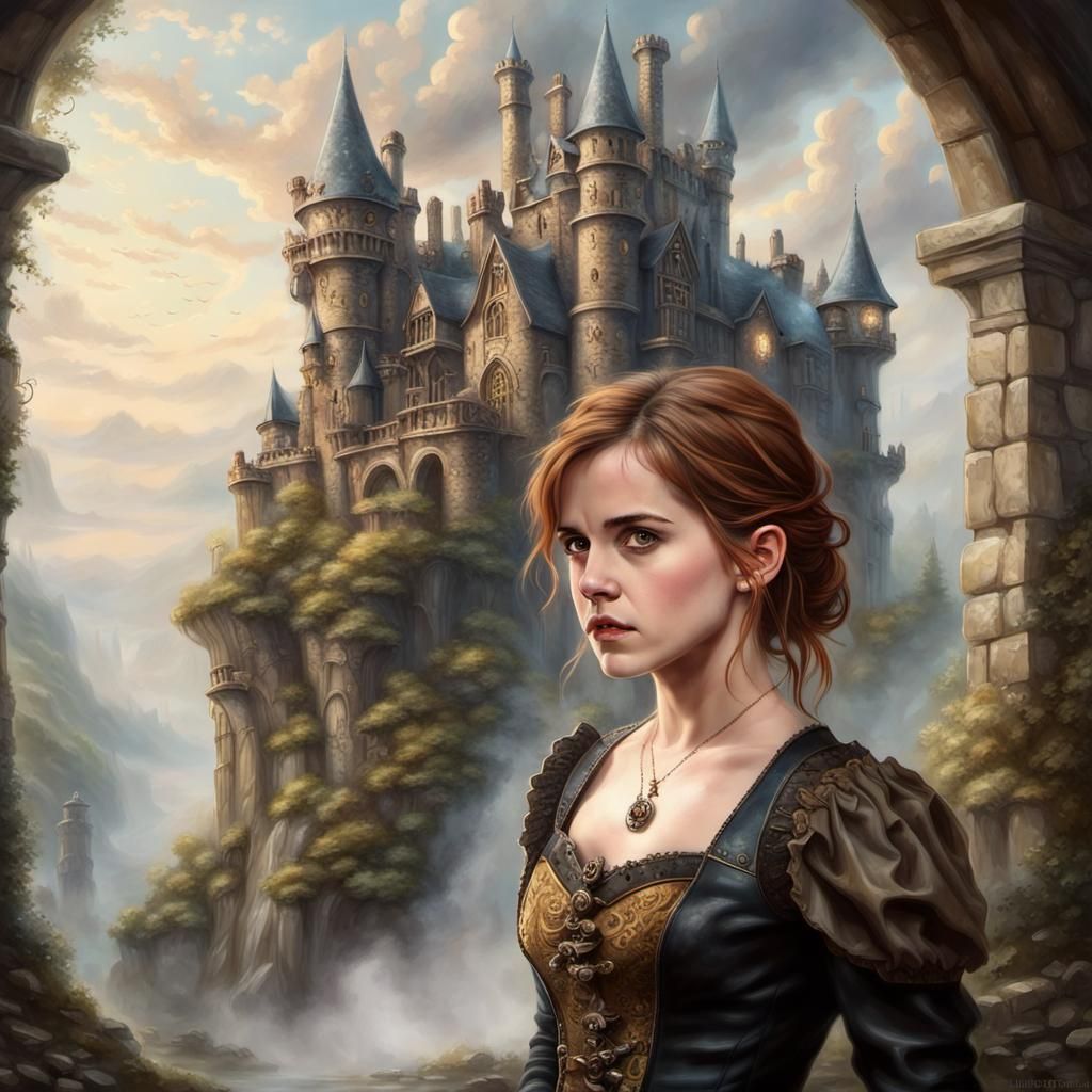 Steampunk Princess in Medieval Ruins