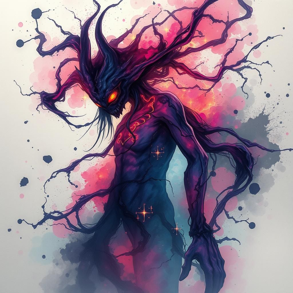 Otherworldly Being in Cyberpunk Magical Fusion