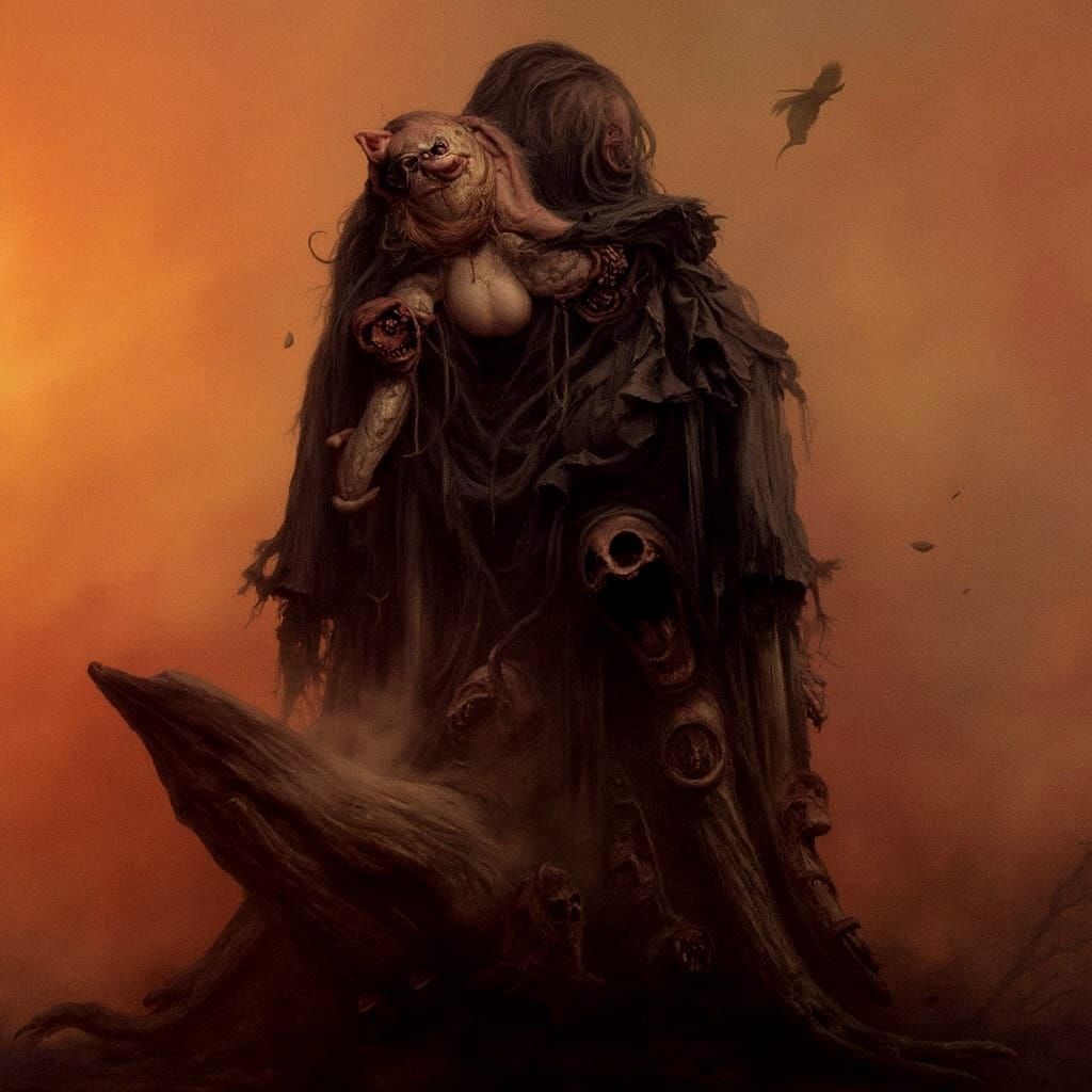 Beksiński-Inspired Surrealist Sculpture of a Haunting Figure